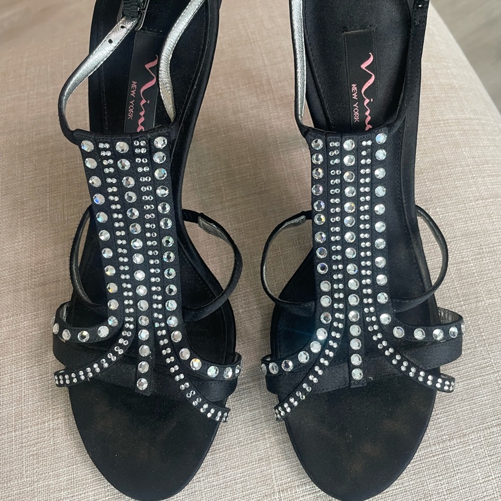 Black heels with rhinestones